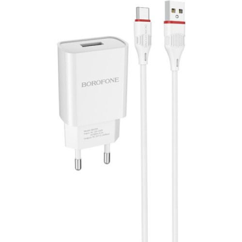 Зарядное устройство BOROFONE BA20A Sharp single port charger set(Type-C) White (BA20ACW)