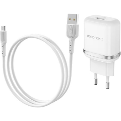 Зарядное устройство BOROFONE BA36A High speed single port QC3.0 charger set(Micro) White (BA36AMW)