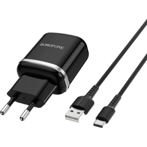 Зарядное устройство BOROFONE BA36A High speed single port QC3.0 charger set(Type-C) Black (BA36ACB)