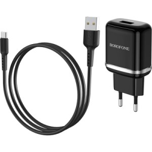 Зарядное устройство BOROFONE BA36A High speed single port QC3.0 charger set(Type-C) Black (BA36ACB)