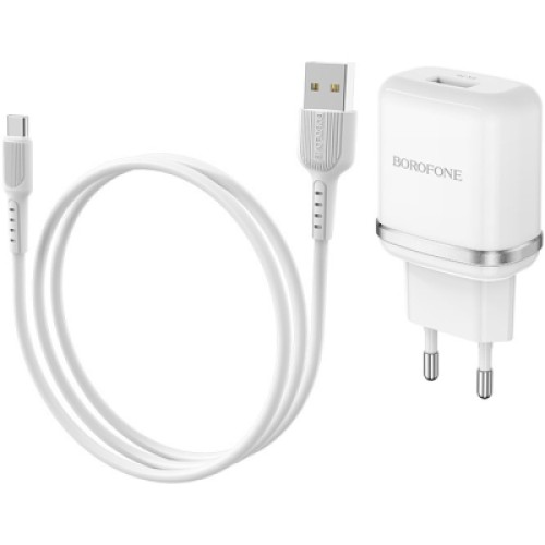 Зарядное устройство BOROFONE BA36A High speed single port QC3.0 charger set(Type-C) White (BA36ACW)