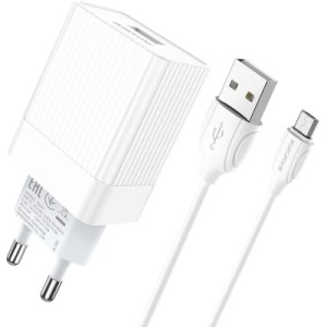 Зарядное устройство BOROFONE BA47A Mighty speed single port QC3.0 3A + Type-C cable White (BA47AMW)