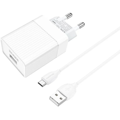 Зарядное устройство BOROFONE BA47A Mighty speed single port QC3.0 3A + Type-C cable White (BA47AMW)
