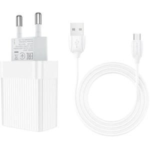 Зарядное устройство BOROFONE BA47A Mighty speed single port QC3.0 3A + Type-C cable White (BA47AMW)