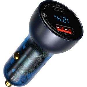 Зарядное устройство Baseus Particular Digital Display QC+PPS Car Charger 65W Cable(Type-C toType-C100W 1m) USB-A/Type-C Dar (TZCCKX-0G)