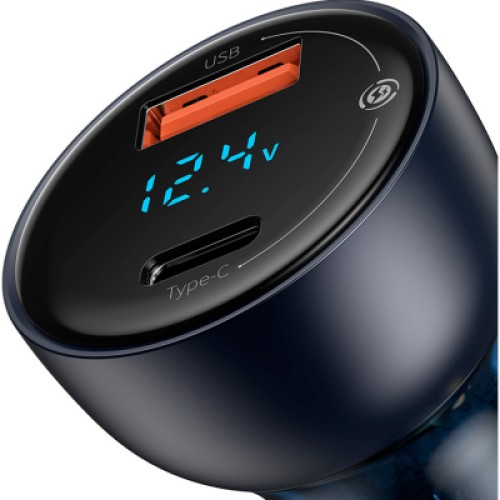 Зарядное устройство Baseus Particular Digital Display QC+PPS Car Charger 65W Cable(Type-C toType-C100W 1m) USB-A/Type-C Dar (TZCCKX-0G)