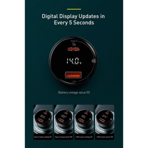 Зарядное устройство Baseus Superme Digital Display PPS USB-A/Type-C Black (CCZX-01)