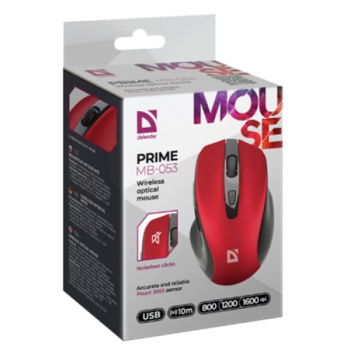 Мышка Defender Prime MB-053 Silent Wireless Red (52052)