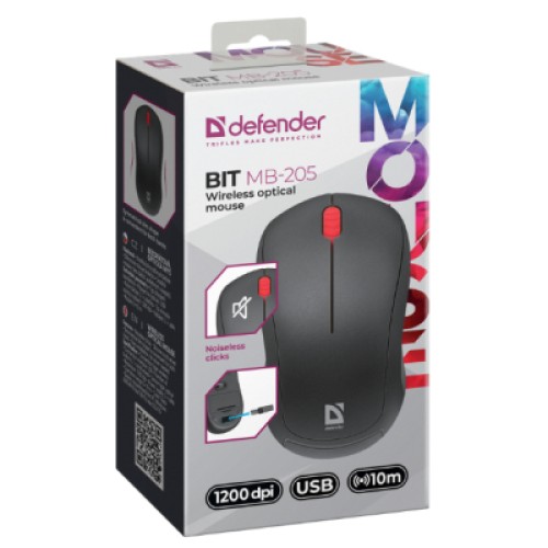 Мышка Defender Bit MB-205 Silent Wireless Black (52205)
