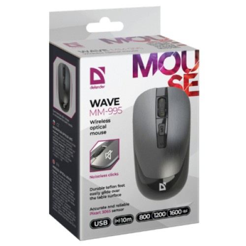 Мышка Defender Wave MM-995 Silent Wireless Grey (52993)