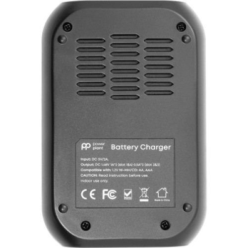 Зарядное устройство для аккумуляторов PowerPlant PP-UN4 (AA, AAA / input microUSB DC 5V/2A) (PP-UN4)