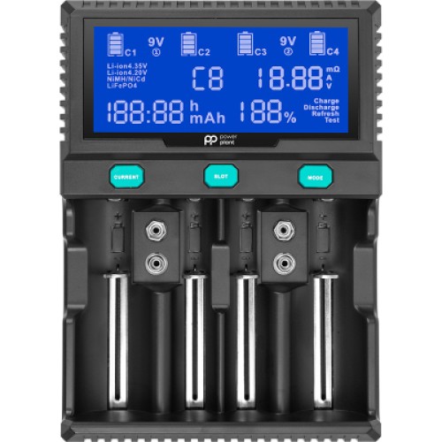 Зарядное устройство для аккумуляторов PowerPlant PP-A4 (Ni-MH,Cd,Li-ion,LiFePO4 / input AC 100V-240V DC 12V) (AA620173)