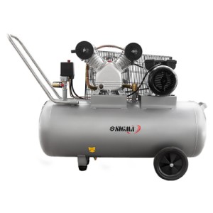 Компрессор Sigma двухцилиндровый ременной 2.5кВт 396л/мин 10бар 100л (2 крана) (7044151)