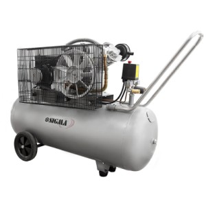 Компрессор Sigma двухцилиндровый ременной 2.5кВт 396л/мин 10бар 100л (2 крана) (7044151)