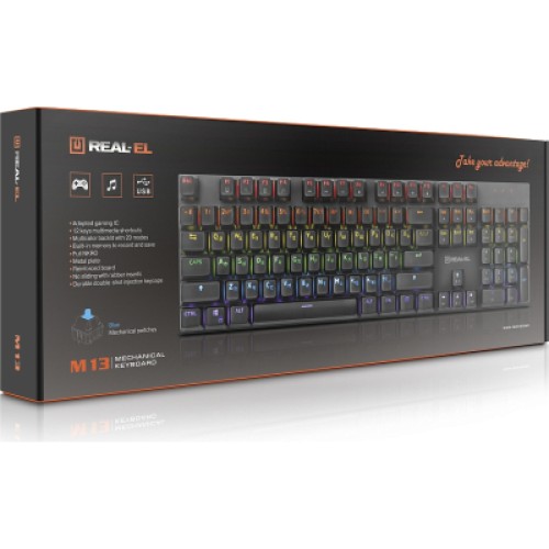 Клавиатура REAL-EL M 13 USB Grey (EL123100045)
