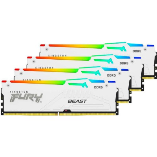 Модуль памяти для компьютера DDR5 128GB (4x32GB) 5600 MHz FURY Beast RGB White Kingston Fury (ex.HyperX) (KF556C40BWAK4-128)