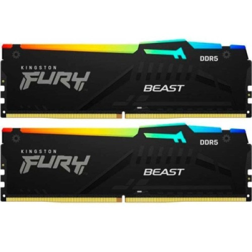 Модуль памяти для компьютера DDR5 16GB (2x8GB) 6000 MHz FURY Beast RGB Kingston Fury (ex.HyperX) (KF560C36BBEAK2-16)