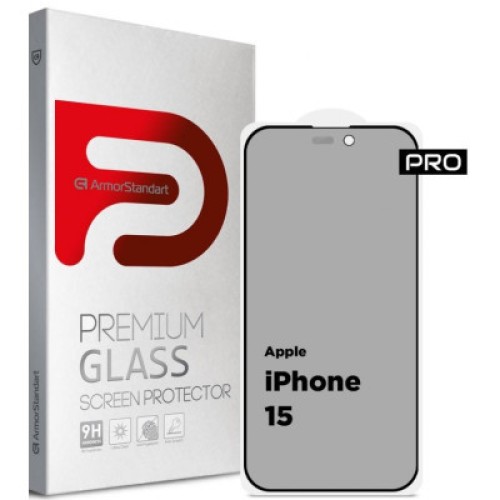 Стекло защитное Armorstandart Pro Anti-spy Matte Apple iPhone 15 Black (ARM73171)