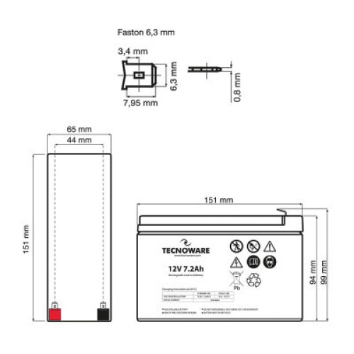 Батарея к ИБП TECNOWARE 12V-7.2Ah (EACPE12V7A2TWP)