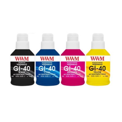 Чернила WWM Canon GI-40 G5040/G6040 4х190г BP/C/M/Y KeyLock (G40SET4)