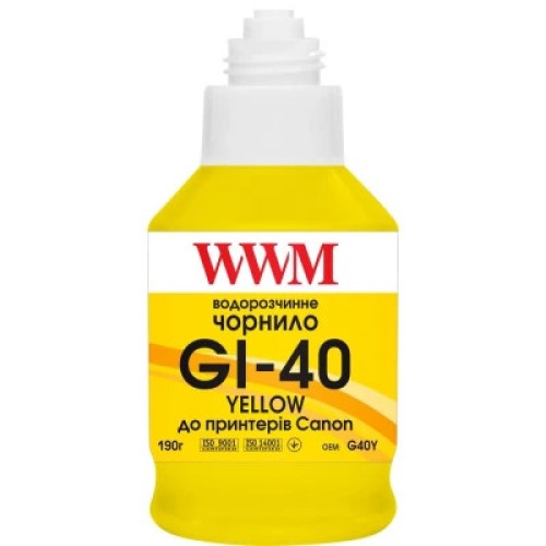 Чернила WWM Canon GI-40 для G5040/G6040 190г Yellow (KeyLock) (G40Y)