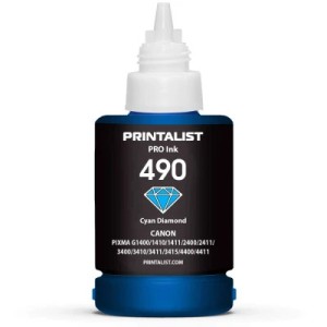 Чернила Printalist Canon GI-490 для G1400/G2400/G3400 140г Cyan (PL490C)