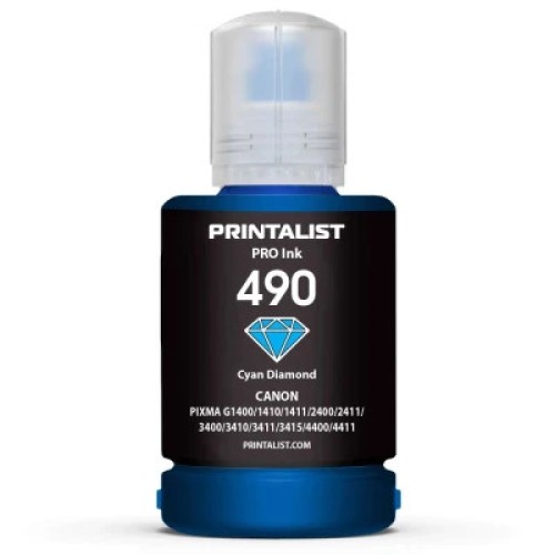 Чернила Printalist Canon GI-490 для G1400/G2400/G3400 140г Cyan (PL490C)