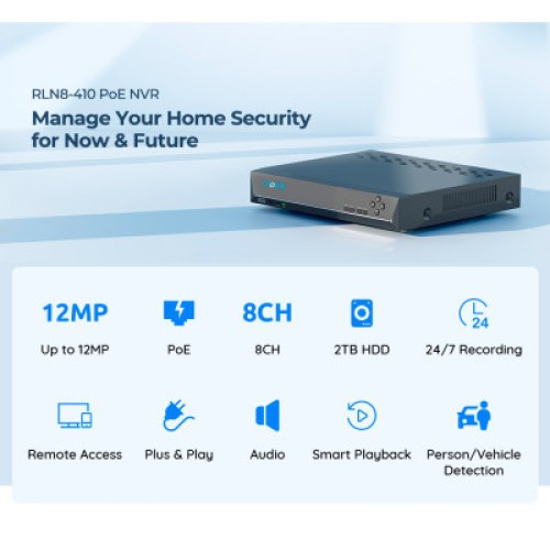 Регистратор для видеонаблюдения Reolink NVS8 без HDD (RLN8-410 без HDD)