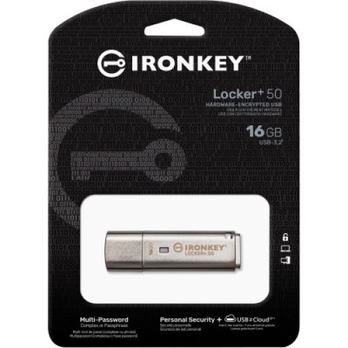 USB флеш накопитель Kingston 16GB IronKey Locker Plus 50 AES Encrypted USB 3.2 (IKLP50/16GB)