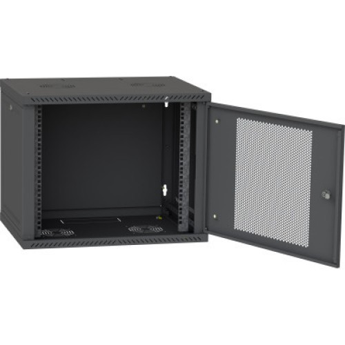 Шкаф настенный Ipcom 9U, 600*450, перфорация, RAL9005 (СН-9U-060х045-ДП-9005)