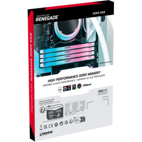 Модуль памяти для компьютера DDR5 16GB 7200 MHz Renegade RGB White XMP Kingston Fury (ex.HyperX) (KF572C38RWA-16)