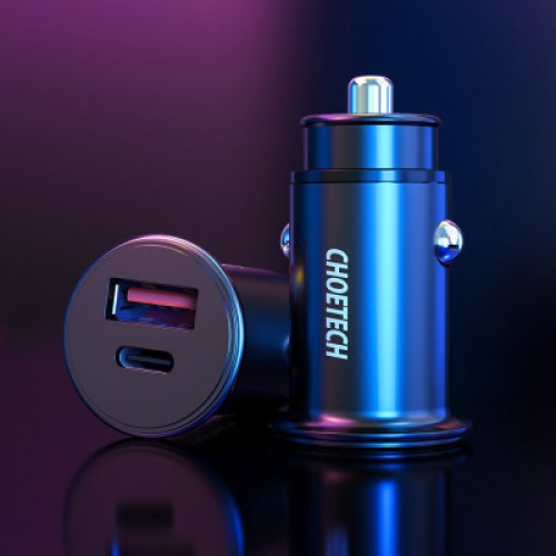 Зарядное устройство Choetech Car USB-A/USB-C 30W QC3.0/PD (TC0006-V2-BK)