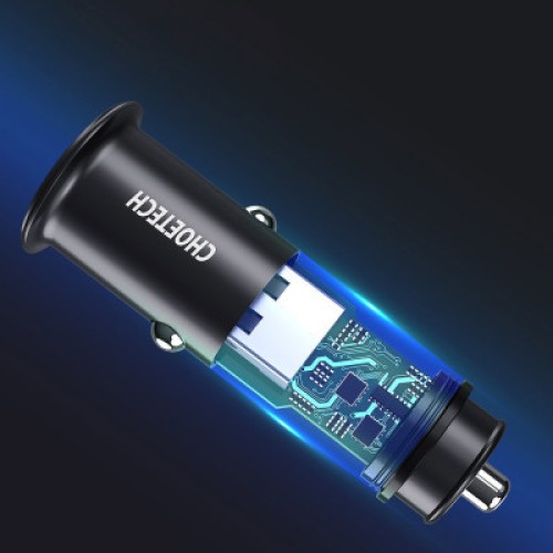 Зарядное устройство Choetech Car USB-A/USB-C 30W QC3.0/PD (TC0006-V2-BK)