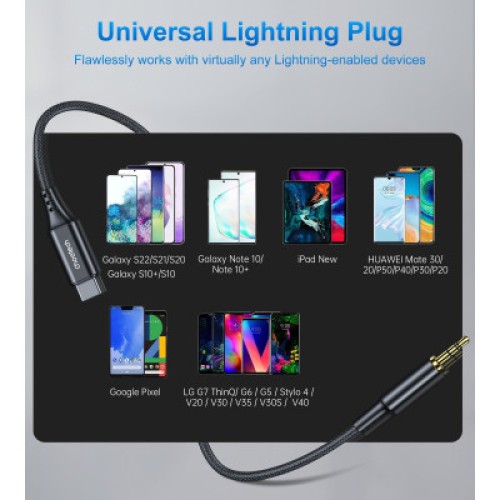Переходник USB-C to jack 3.5mm stereo audio (CDLA) 2.0m Choetech (AUX008-BK)