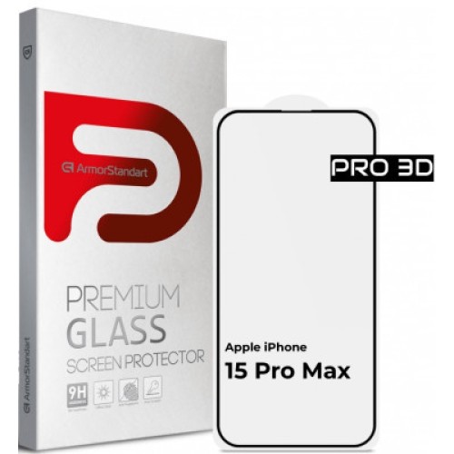Стекло защитное Armorstandart Pro 3D Apple iPhone 15 Pro Max Black (ARM68220)