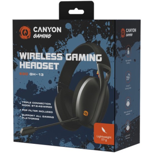Наушники Canyon GH-13 Ego Wireless Gaming 7.1 Black (CND-SGHS13B)