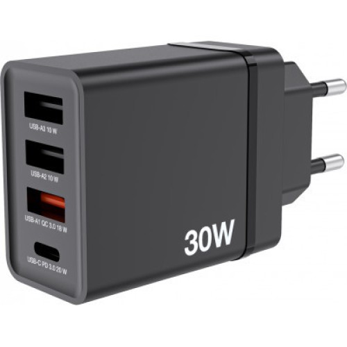 Зарядное устройство Verbatim USB 30W PD3.0 4-ports black (49700)