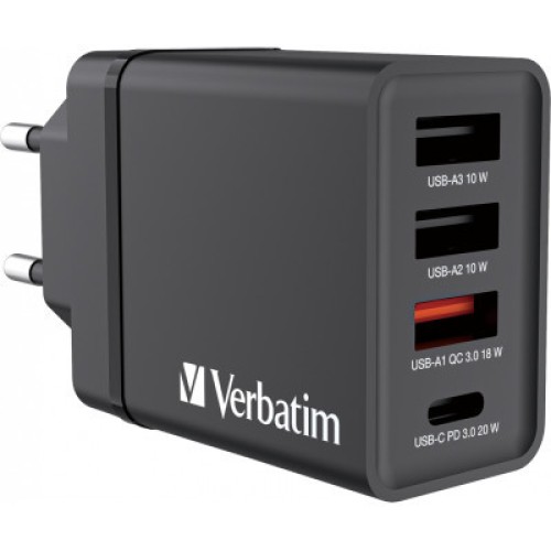 Зарядное устройство Verbatim USB 30W PD3.0 4-ports black (49700)