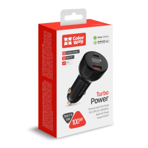 Зарядное устройство ColorWay Power Delivery PPS USB (USB-A + USB-C) (100W) Black (CW-CHA044PD-BK)