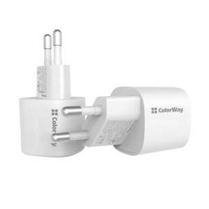 Зарядное устройство ColorWay GaN PD Port USB PPS (Type-C PD + USB QC3.0) (33W) white (CW-CHS043PD-WT)