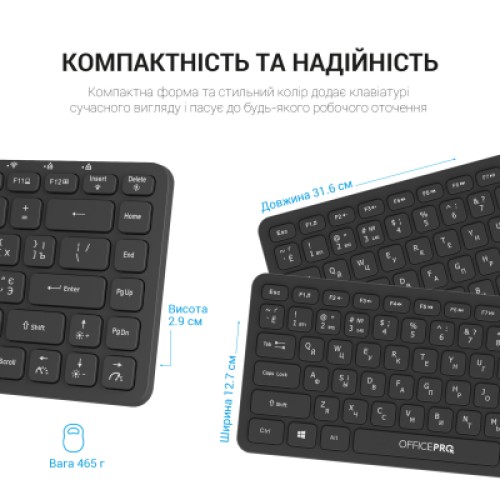 Клавиатура OfficePro SK790B Wireless/Bluetooth Black (SK790B)