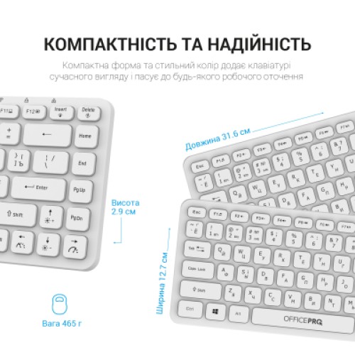 Клавиатура OfficePro SK790W Wireless/Bluetooth White (SK790W)