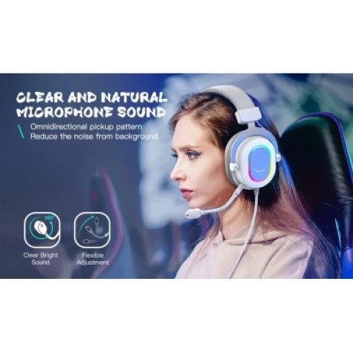 Наушники Fifine H6 RGB 7.1 White (H6W)