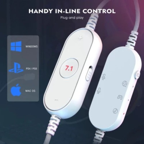 Наушники Fifine H6 RGB 7.1 White (H6W)