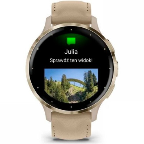 Смарт-часы Garmin Venu 3S, Fr. Gray + Soft Gold, Leather, GPS (010-02785-55)