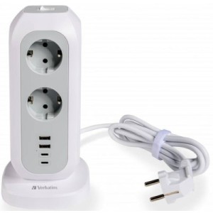 Сетевой фильтр питания Verbatim 11 розеток, 2 x USB-C та 2 x USB-A (49547)