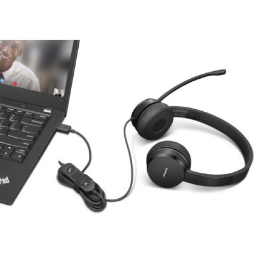 Наушники Lenovo USB-A Wired Stereo On-Ear Black (4XD1K18260)