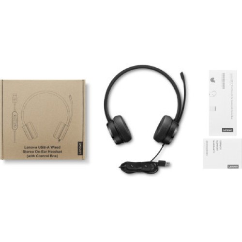 Наушники Lenovo USB-A Wired Stereo On-Ear Black (4XD1K18260)