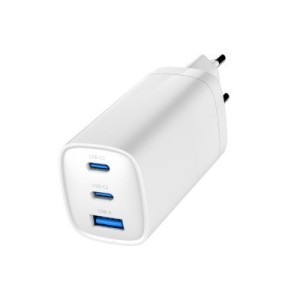 Зарядное устройство Gembird USB-A + 2xType-C (PD18W + QC3.0 27W) white (TA-UC-PDQC65-01-W)