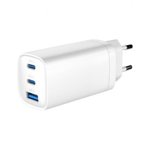 Зарядное устройство Gembird USB-A + 2xType-C (PD18W + QC3.0 27W) white (TA-UC-PDQC65-01-W)